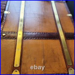 Handmade English Luxury Antique Leather Trunk Perfect Coffee Table