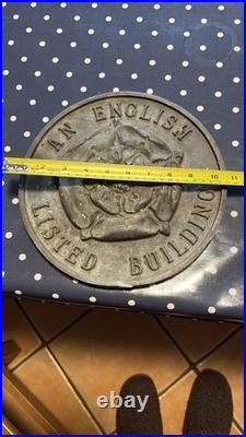 Heavy Lead Plaque Tudor Rose, English Listed Building, 9kgs, Very Good Condition