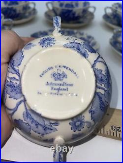 Johnson Bros England English Chippendale (6)Double Handle Cup & Saucer VTG