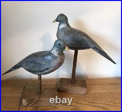 L@@K 2 Antique/Vintage Wooden Decoy Pigeons