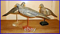 L@@K 3 Antique/Vintage Wooden Decoy Pigeons