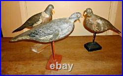 L@@K 3 Antique/Vintage Wooden Decoy Pigeons