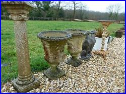 LOVELY PAIR OF URN SHAPED STONE PLANTERS 57 cm x 40 cm x 33 cm DEEP. GREAT SIZE