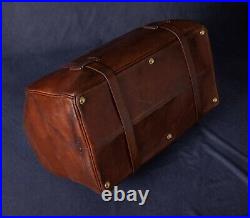 Large Antique Vintage Bridle Leather Gladstone Kit Doctor's bag Brass English