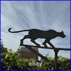 Large Old Vintage English Original Metal weather vane Cat & Mouse antique