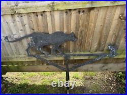 Large Old Vintage English Original Metal weather vane Cat & Mouse antique