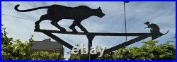 Large Old Vintage English Original Metal weather vane Cat & Mouse antique