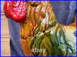 Large Rare Antique Vintage (GOOD COND) Pottery Hen Chicken Figurine Hand Painted