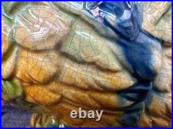 Large Rare Antique Vintage (GOOD COND) Pottery Hen Chicken Figurine Hand Painted