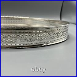 Large Round Vintage Silver Plated Drinks Tray Gallery Breakfast English Antique