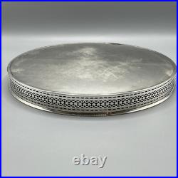 Large Round Vintage Silver Plated Drinks Tray Gallery Breakfast English Antique