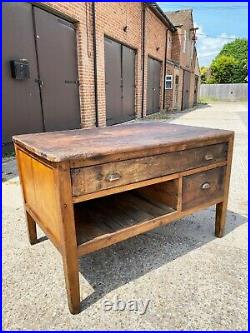 Large Rustic Wooden Antique Vintage Prep Table Storage Chest Kitchen Island