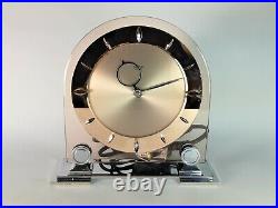 Large Smiths English 1930s pink glass and mirror electric mantle clock