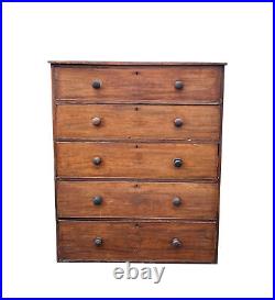 Large Victorian Chest of Drawers Antique Tall English Mahogany 5 Drawer Vintage