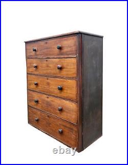 Large Victorian Chest of Drawers Antique Tall English Mahogany 5 Drawer Vintage