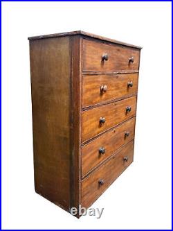 Large Victorian Chest of Drawers Antique Tall English Mahogany 5 Drawer Vintage