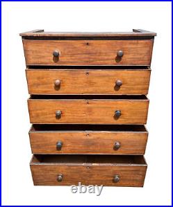 Large Victorian Chest of Drawers Antique Tall English Mahogany 5 Drawer Vintage