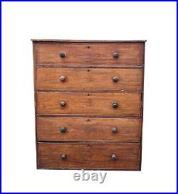 Large Victorian Chest of Drawers Antique Tall English Mahogany 5 Drawer Vintage