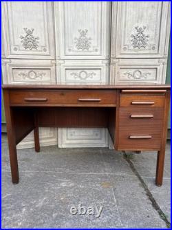 Large Vintage 1960s English Abbess teachers bakers writing desk oak MCM drawers