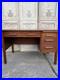 Large Vintage 1960s English Abbess teachers bakers writing desk oak MCM drawers