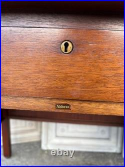 Large Vintage 1960s English Abbess teachers bakers writing desk oak MCM drawers