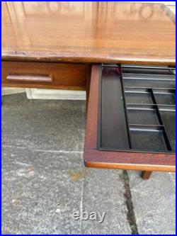 Large Vintage 1960s English Abbess teachers bakers writing desk oak MCM drawers