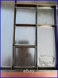 Large Vintage 1960s English Abbess teachers bakers writing desk oak MCM drawers