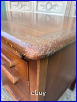 Large Vintage 1960s English Abbess teachers bakers writing desk oak MCM drawers