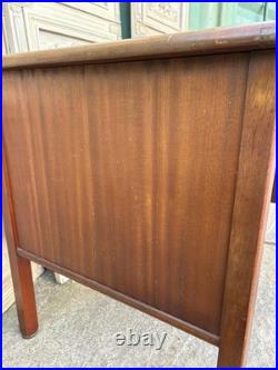 Large Vintage 1960s English Abbess teachers bakers writing desk oak MCM drawers