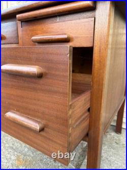 Large Vintage 1960s English Abbess teachers bakers writing desk oak MCM drawers