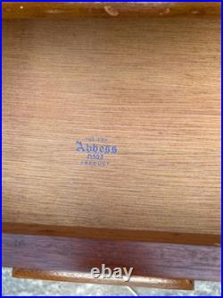 Large Vintage 1960s English Abbess teachers bakers writing desk oak MCM drawers