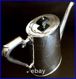 Large Vintage / Antique English Lee & Wigfull Silver Plated Coffee Pot (850g)