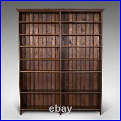 Large Vintage Bookcase, English, Oak, Bookshelf, Cabinet, Mid 20th Century, 1950