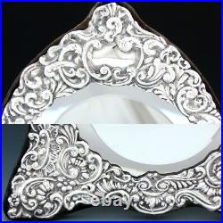 Large Vintage English Hallmarked Sterling Silver 12.5 Vanity, Boudoir Mirror