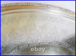 Large Vintage Silver Plate Serving Tray & Handles Victorian English Butler WH &S