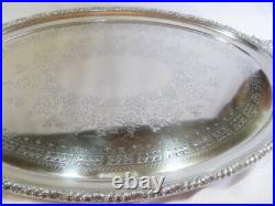 Large Vintage Silver Plate Serving Tray & Handles Victorian English Butler WH &S