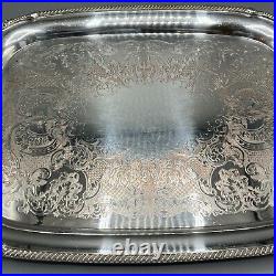 Large Vintage Silver Plated Butler Serving Tray with Handles English Sheffield