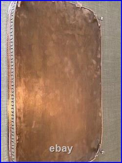 Large Vintage Silver on copper Serving Tray Handles Footed English butler