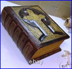 Lg Antique Douay Catholic Vulgate Family Bible 1885 Unabr. Haydock, Brite Gilt