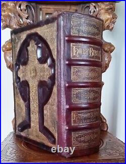 Lg Antique Douay Catholic Vulgate Family Bible 1885 Unabr. Haydock, Brite Gilt