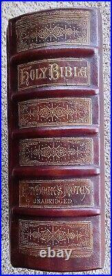 Lg Antique Douay Catholic Vulgate Family Bible 1885 Unabr. Haydock, Brite Gilt