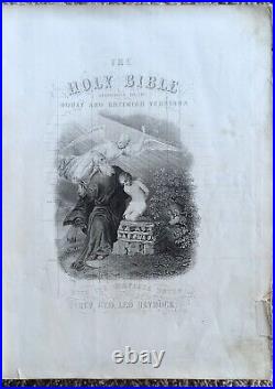 Lg Antique Douay Catholic Vulgate Family Bible 1885 Unabr. Haydock, Brite Gilt