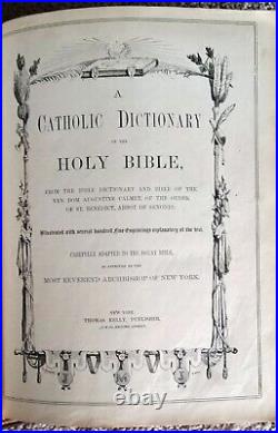 Lg Antique Douay Catholic Vulgate Family Bible 1885 Unabr. Haydock, Brite Gilt