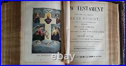 Lg Antique Douay Catholic Vulgate Family Bible 1885 Unabr. Haydock, Brite Gilt