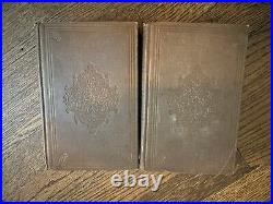 Longfellow's Poems Two Volumes Antique 1850 Vintage Book Set Ticknor & Co