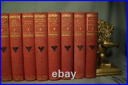Lot 20 volume set antique old vintage books decorators shelf red L Muhlbach