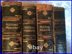 Lot of 13 Vintage/Antique HebrewithEnglish Jewish Prayer Books. Leather and Gilt