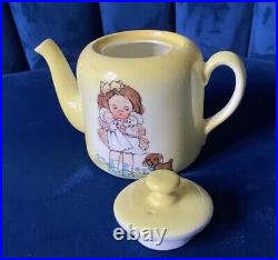 Mabel Lucie Attwell Teapot Yellow 1930s Ceramic English Pottery Vintage Antique