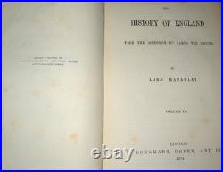 Macaulay History of England 1874 7 Vol Set Longmans Antique Leather HB
