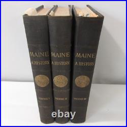 Maine A History Antique Vintage Books Louis Hatch Centennial Edition 1919 3 Vols